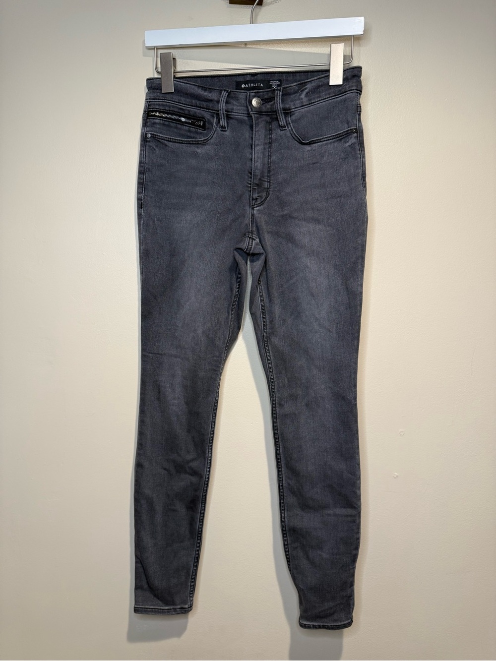 Athleta Sculptek Skinny Jeans Dark Grey Wash Stretch Denim size 4